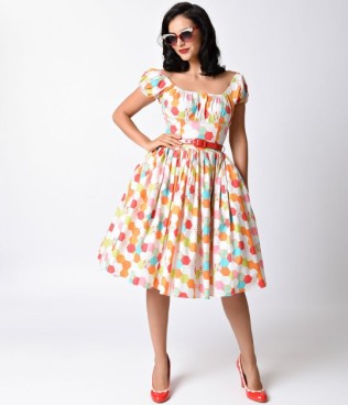 bernie_dexter_1950s_style_multicolor_honeycomb_jodi_cotton_swing_dress-1